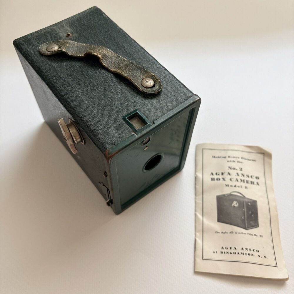 Vintage Green Agfa Ansco No. 2  Box Camera Model E With Manual - As Is